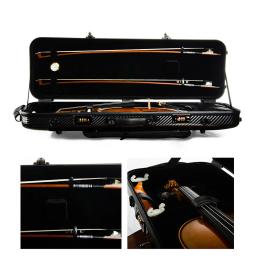 CHRISTINA Estojo para violino em fibra de carbono, novo estilo, listras pretas, tamanho 4/4, à prova d'água, com bolsa de partituras, bloqueio de código, bolsa extra (BV01BS) - Image 6