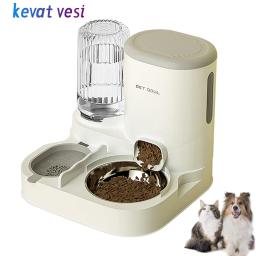 Alimentador automático do animal de estimação com grande capacidade, recipiente de alimento, alimentação de aço inoxidável tigela 2 em 1, cão e gato alimentador, fonte de água - Image 1