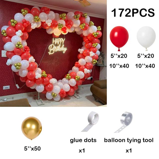 Kit de Decoração de Arco de Balões em Coração Vermelho e Dourado para Casamentos, Dia dos Namorados, Festas de Aniversário e Baby Showers