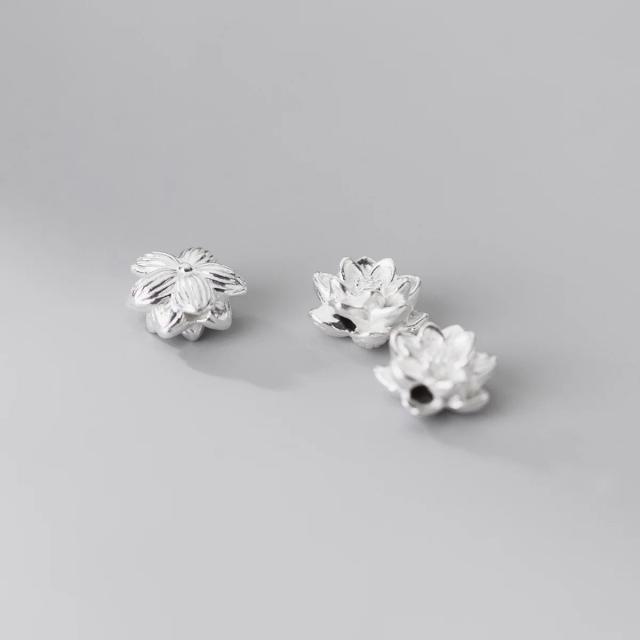 Pure Silver Lotus Beads 18K Gold Plated 999 Silver Spacer DIY Jewelry Making 1Pc