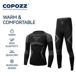Copozz masculino feminino conjuntos de roupa interior térmica de esqui secagem rápida compressão funcional treino apertado snowboard topos e calças adulto - Image 4