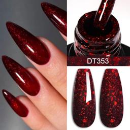 MEET ACROSS 7ml Série Vermelha Gel Unha Polonês Glitter Vermelho Inverno Verniz Da Arte Do Prego Semi Permanente Soak Off Gel UV Para Unhas - Image 1