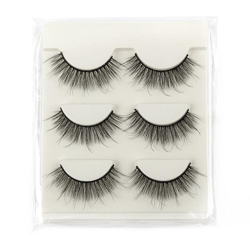 Natural Long Cílios Postiços Strip, 3D Mink Lashes, Extensão dos Cílios Falso, Metade Cat Eye, Make Up Tool, macio, Maquiagem, 3 Pares, 10 Pares - Image 1