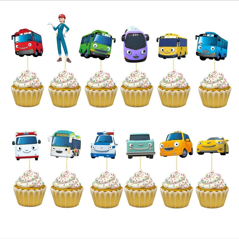 Tayo o pequeno ônibus festa de aniversário tema crianças guardanapos descartáveis placas toppers utensílios de mesa decorações de festa de chuveiro de bebê balões - Image 1