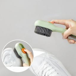 1pc escova de sapato multifuncional com dispensador de sabão cerdas macias escova de limpeza escova de lavanderia doméstica com alça antiderrapante - Image 2