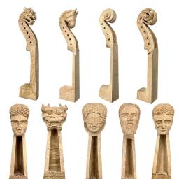 Nível mestre mão-esculpida 4/4 violino cabeça pescoço 4/5 cordas, importado maple escultura homem velho/cavalo/dragão/mulher cabeça, partes de violino - Image 1