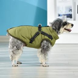 Impermeável grande Pet Dog Jacket com arnês, inverno quente cachorro roupas, casaco Labrador, Big Dog Outfit, Chihuahua, buldogue francês - Image 1