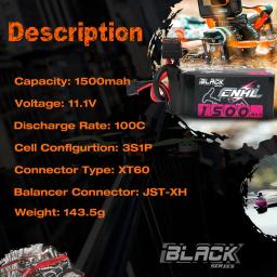 Bateria Lipo CNHL 3S, 11.1V, 1100mAh, 1300mAh, 1500mAh, 100C, Ficha XT60 T, FPV, Avião, Helicóptero, Drone, Quadcopter, Passatempo, 2 unidades - Image 2