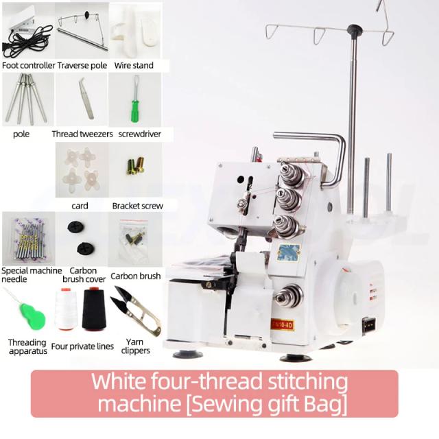 Máquina de Costura Overlock 300W de Quatro Linhas com Iluminação LED e Código de Borda para Uso Doméstico e de Escritório