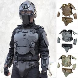 Colete protetor de peito com armadura corporal tática + cotovelo + ombro + virilha + cinto conjunto ao ar livre cs jogo paintball airsoft colete - Image 1