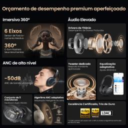 Haylou s40 anc fone de ouvido sem fio 50db cancelamento de ruído hi-res 3d fone de ouvido de áudio espacial com ldac bluetooth 6.0 sobre fone de ouvido - Image 2