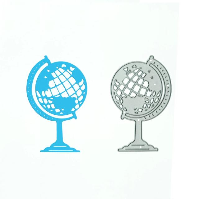 Estêncil Decorativo de Globo Terrestre para DIY em Papel Cartão - Cortador de Metal para Scrapbooking e Artesanato