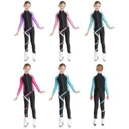 Jaqueta e calças de patinação no gelo para meninas, figura leve de strass, trajes artísticos de ginástica para crianças - Image 5