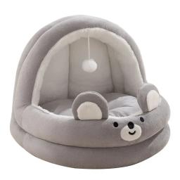 Casa confortável para gatos de algodão, berço quente, fundo antiderrapante, senso de segurança para animais de estimação, feita de algodão com brinquedos interativos - Image 4