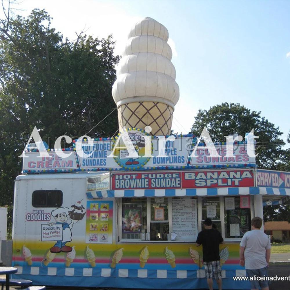 Balão inflável gigante eficaz na redução de custos do cone do gelado com luz do diodo emissor de luz para anunciar a decoração - Image 1