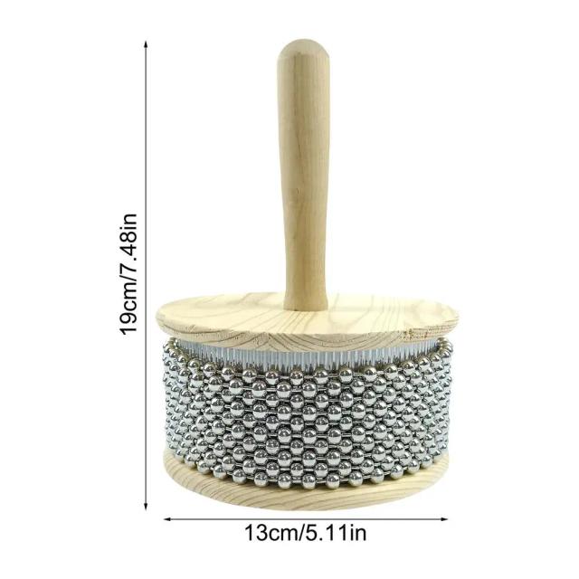 Cabasa de Aço Inoxidável com Cabo de Madeira - Instrumento Musical de Percussão de Alta Qualidade