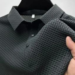 Roupas de marca verão nova camiseta masculina de manga curta seda gelo legal e respirável camisa polo negócios casual suor-absorvente topo - Image 2