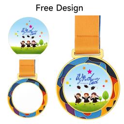 Medalhas de acrílico transparentes para crianças, prêmio dos desenhos animados para estudantes da escola, jogos do esporte do futebol, impressão livre, presente bonito - Image 2