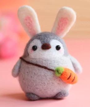 Agulha de Feltro de Lã para Artesanato DIY: Decorações de Girassol e Pinguim em Estilo Cartoon