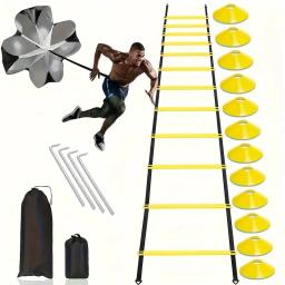 1 conjunto de escada de agilidade para treinamento de futebol, logotipo, prato de resistência, paraquedas, prego à terra, treinamento de futebol - Image 6