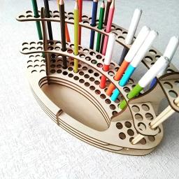 Suporte de pincel de pintura com furos, suporte de pincel de madeira, organizador de mesa, bandeja de pincel de aquarela, rack para lápis, pincéis - Image 2