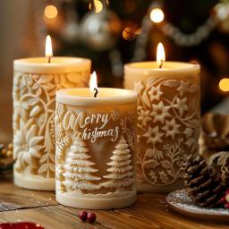 Vela perfumada de natal molde de silicone carta de natal fragrância cilíndrica vela ornamento ferramentas de fabricação de velas - Image 1