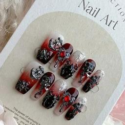 Ferroso Metal Diamante Mão Desenhada Unhas, DIY, Indústria Pesada, Handmade, Y2K, Pressione Unhas, Dicas Design, Manicure, Presente para Meninas - Image 2