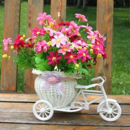 Vaso De Cesta De Flor De Rattan, Modelo De Bicicleta De Triciclo, Jardim Em Casa, Decoração De Festa De Casamento, Presente Decorativo - Image 5