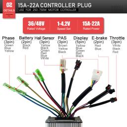 Controlador de Bicicleta Elétrica Brushless KT, Acessórios Kit de Conversão, Plug SM, 36V, 48V, 72V, 15A-50A, 250W-3000W, E-Bike - Image 3