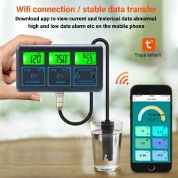 Tuya Inteligente WiFi Aquário Analisador De Qualidade Da Água, Medidor De Qualidade Da Água, Digital Spa Piscina, PH EC ORP TDS RH % CF TEMP Tester - Image 2