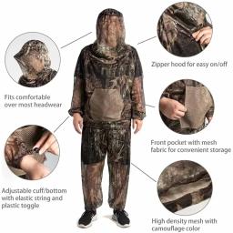 Roupas de pesca usar bens equipamentos verão anti-mosquito pesca ghillie terno roupas de caça camuflagem terno acampamento malha - Image 6