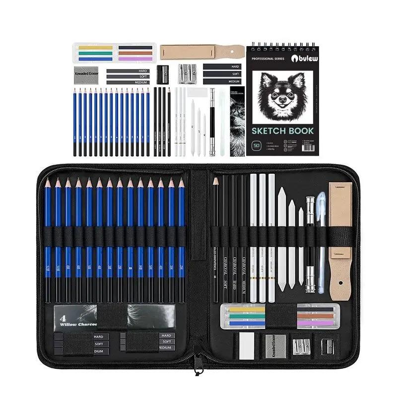 Bview Art-Lápis Conjunto com Sketch Pad, arte completa e profissional desenho suprimentos, 49 pcs - Image 1