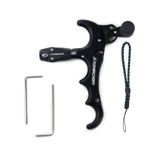 Liberação de Arco de Alumínio Toparchery 360 Ajustável para Tiro e Caça - Modelo Quatro Dedo Disponível em Três Cores