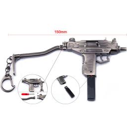 Liga Miniatura UZI Modelo Submetralhadora, Pistola Chaveiro, Artesanato Pingente, Falso Arma Arma, Crianças Presentes, Alta Qualidade, 15cm - Image 6
