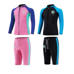 Terno de mergulho infantil em neoprene, maiô de 2 peças altamente elástico para surf e natação, traje profissional para crianças - Image 6
