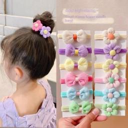 Corda de cabelo bonito coreano com bowknot, anel elástico de alto valor, faixa de cabelo para o miúdo, sem danos, princesa Acessório, 6PCs - Image 1