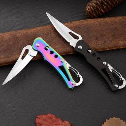 Faca dobrável de aço inoxidável Acampamento ao ar livre Ferramenta pequena de sobrevivência de emergência Canivete portátil Faca de frutas de cozinha Keyknife - Image 3