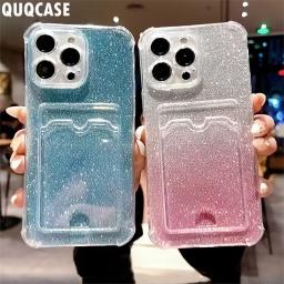 Porta-cartão de luxo para mulheres, estojo de carteira, à prova de choque, brilhante, Bling, brilho, capa para iPhone 15 Pro Max, 11, 12, 13, 14 Plus, XS, X, XR - Image 1