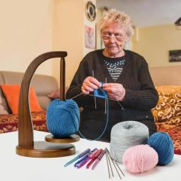 Suporte De Bola De Fio De Costura De Madeira Ferramentas De Tricô De Fiação Suporte De Fio De Crochet Carretel De Linha Rotativa Enrolador de bola Giratório Giratório - Image 2