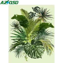 Azqsd pintura por número folha flor kits de pintura à mão em tela pintados à mão floral colorir desenhar artesanato presente diy decoração de casa - Image 1