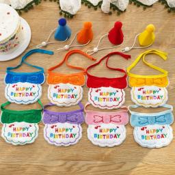 Conjunto de artigos para festas, cachecol para cães e gatos, chapéu de aniversário fofo para cachorrinhos, decoração para pequenos e médios animais, 2024 - Image 2