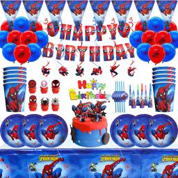 Spiderman Birthday Party Decoration for Kids, Balões, Suprimentos de Talheres, Banner Backdrop, Copos de Papel Descartáveis, Pratos, Presente Baby Boys - Image 1