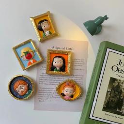 Van Gogh Mona Lisa Ímã Frigorífico, Cute Cartoon Q Versão, pintura famosa, adesivo magnético, Resina 3D, Decoração para casa - Image 2