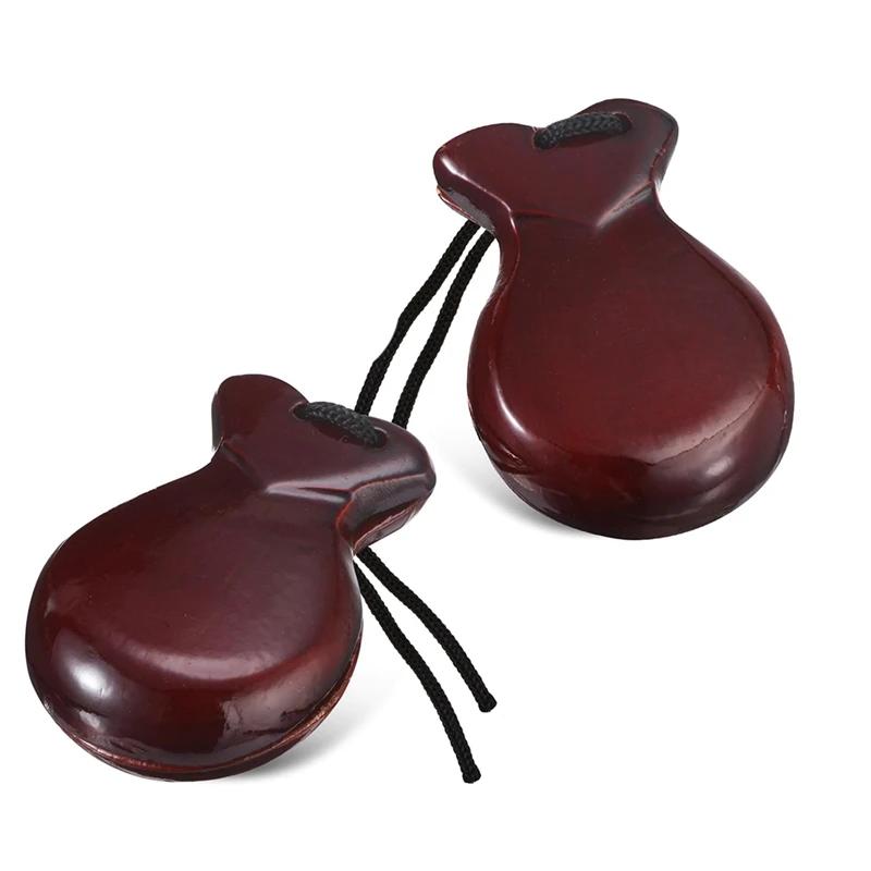 Castanholas Flamenco Espanhol com Cordão, madeira tradicional percussão mão, 1 par - Image 1