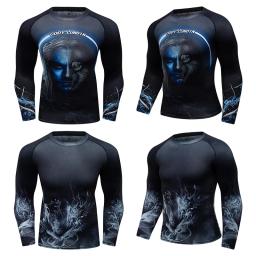 Treino de alta elasticidade dos homens camisetas, camisas de boxe, BJJ, MMA Rash Guard, Fitness, compressão esportiva, novo - Image 6