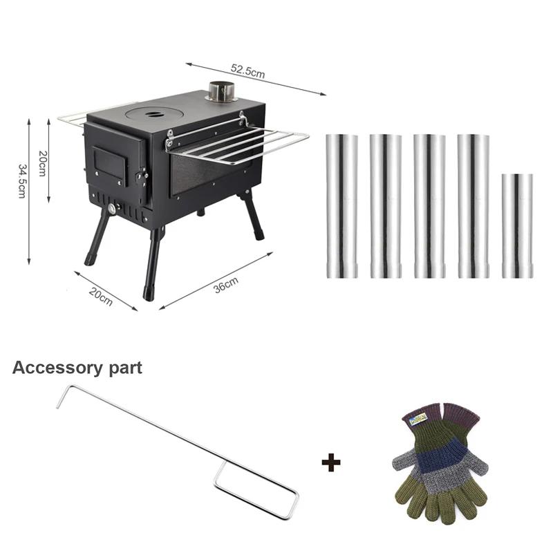 Fogão a Lenha Portátil para Acampamento ao Ar Livre, Queimador de Lenha em Aço Inoxidável Dobrável, Aquecedor de Tenda com Janela de Fogo para Pátio - Image 1