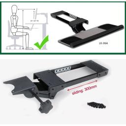 Suporte de teclado ergonômico deslizante e inclinado, tamanho xl, descanso de pulso, com dois mouse pads para mesa de computador, suporte de bandeja de teclado lk06ad - Image 2