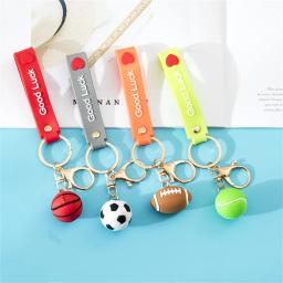 Boa sorte silicone carta chaveiro futebol basquete rugby tênis chaveiros para fãs de esportes presente acessórios - Image 1
