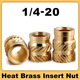 Porca de inserção de latão de calor 1/4-20 unc, serrilhada dupla, moldagem por injeção, inserções de impressão 3d de derretimento quente, porcas - Image 1