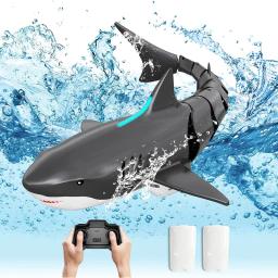 2.4g controle remoto sem fio simulação de tubarão barco elétrico verão brinquedo das crianças piscina de água brinquedo à prova dwaterproof água - Image 2